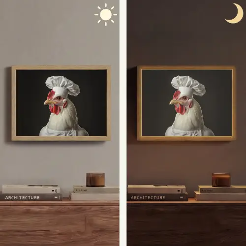 Kok - Rood - Kip Light Box met batterij (Wandlamp) middel -sfeer3