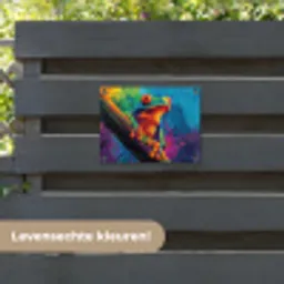 Kikker - Felgekleurd - Tak - Regenboog tuinposter los doek klein -sfeer3