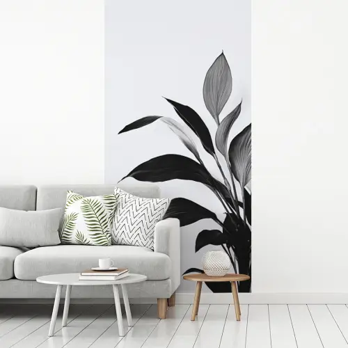 Plant - Bladeren - Minimalistisch - Zwart fotobehang vinyl groot -woonkamer