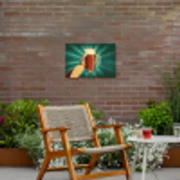 Bierglas - Schuim - Retro - Groen Tuinposter op houten frame 2 cm dik klein -sfeer3