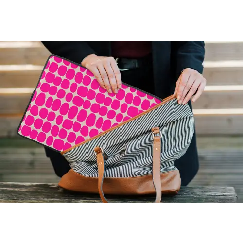 Stippen - Patroon - Roze laptophoes neopreen klein 279 -tas