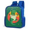Dino - Groen - Planeet Kinderrugzak - Blauw middel -schuin