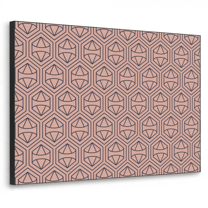 Donkerblauw - Roze - Patroom - Symmetrisch Textielframe - compleet frame klein 947 -3d