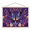 Sierlijk - Bloemen - Vlinder - Paars textielposter latten blank klein -3d