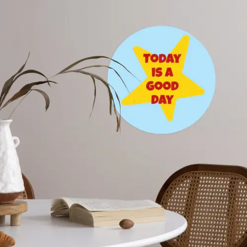 Ster - Today is a good day - Blauw Wandcirkel behangsticker klein -sfeer3