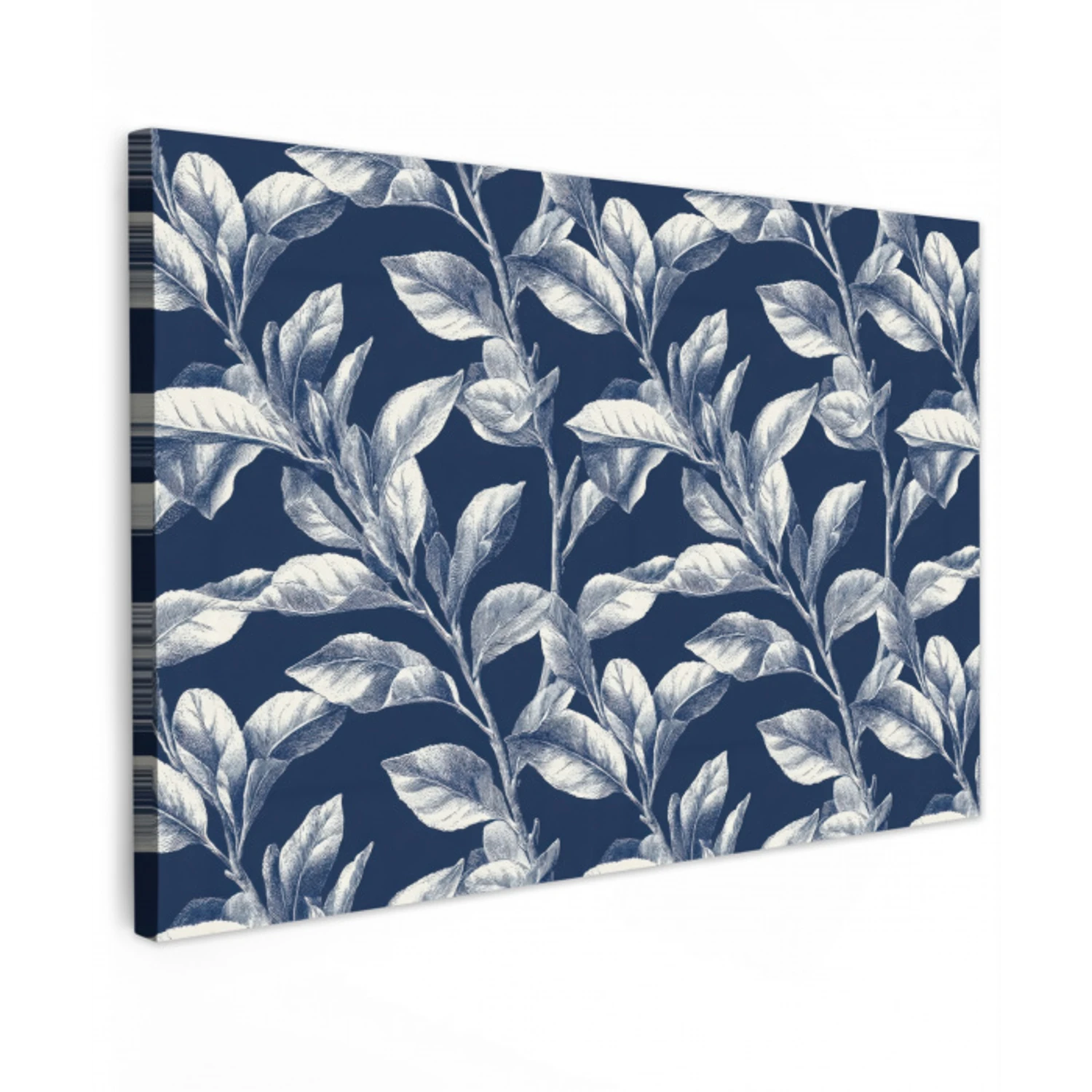 Botanisch - Patroon - Blauw Tuinposter op houten frame 2 cm dik klein 845 -3d