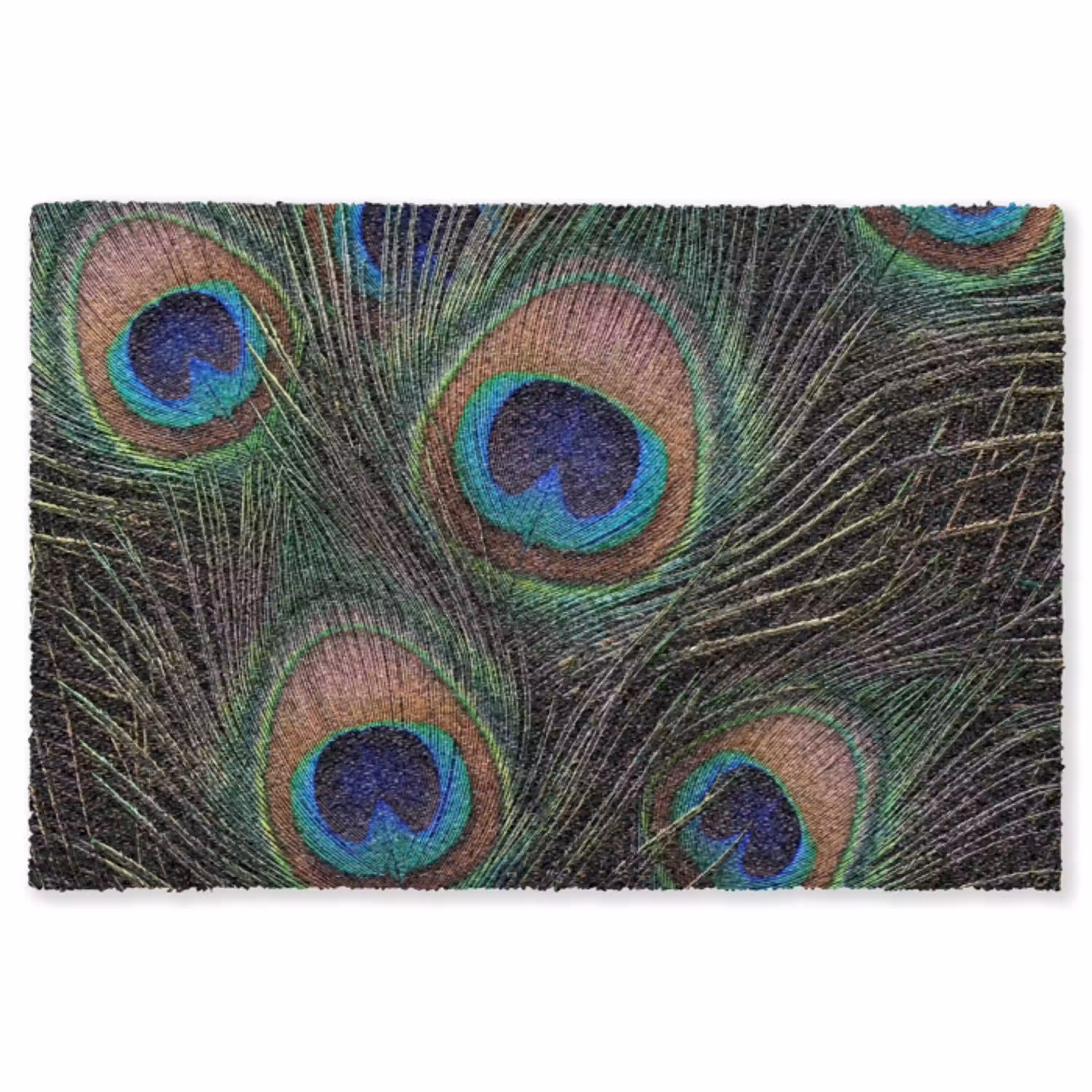 Pauwenveren - Klassiek - Groen Vloerkleed Rechthoek klein -3d