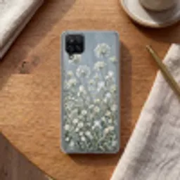 Bloemen - Botanisch - Blauw Telefoonhoesje Samsung Galaxy A12 klein -sfeer1
