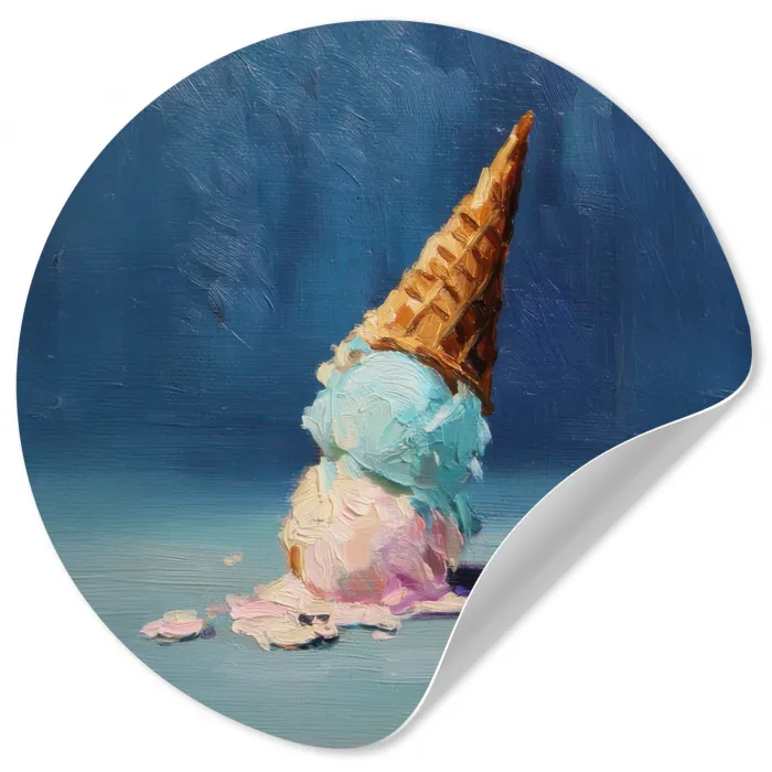 Ijshoorn - Bolletjes - Smelt - Roze Wandcirkel behangsticker klein -3d
