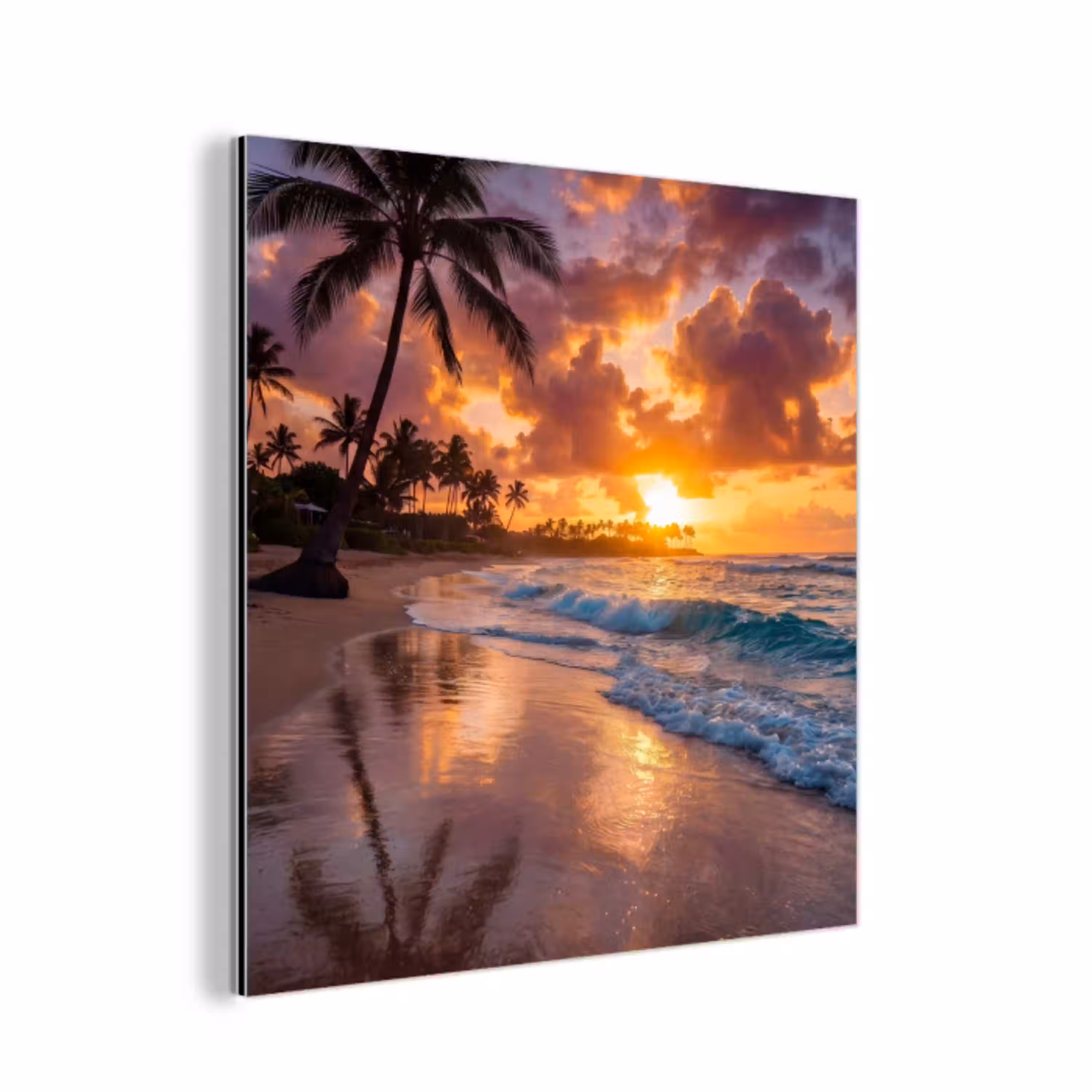 Strand - Zonsopgang - Tropisch - Natuur - Oranje aluminium wit klein -3d