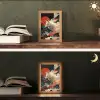 Witte vos - wolken - maan Light Box met kabel (Tafellamp) klein -sfeer3