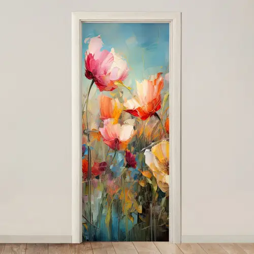 Bloemen - Watercolor - Kunst - Botanisch - Natuur deurposter klein -3d_beige