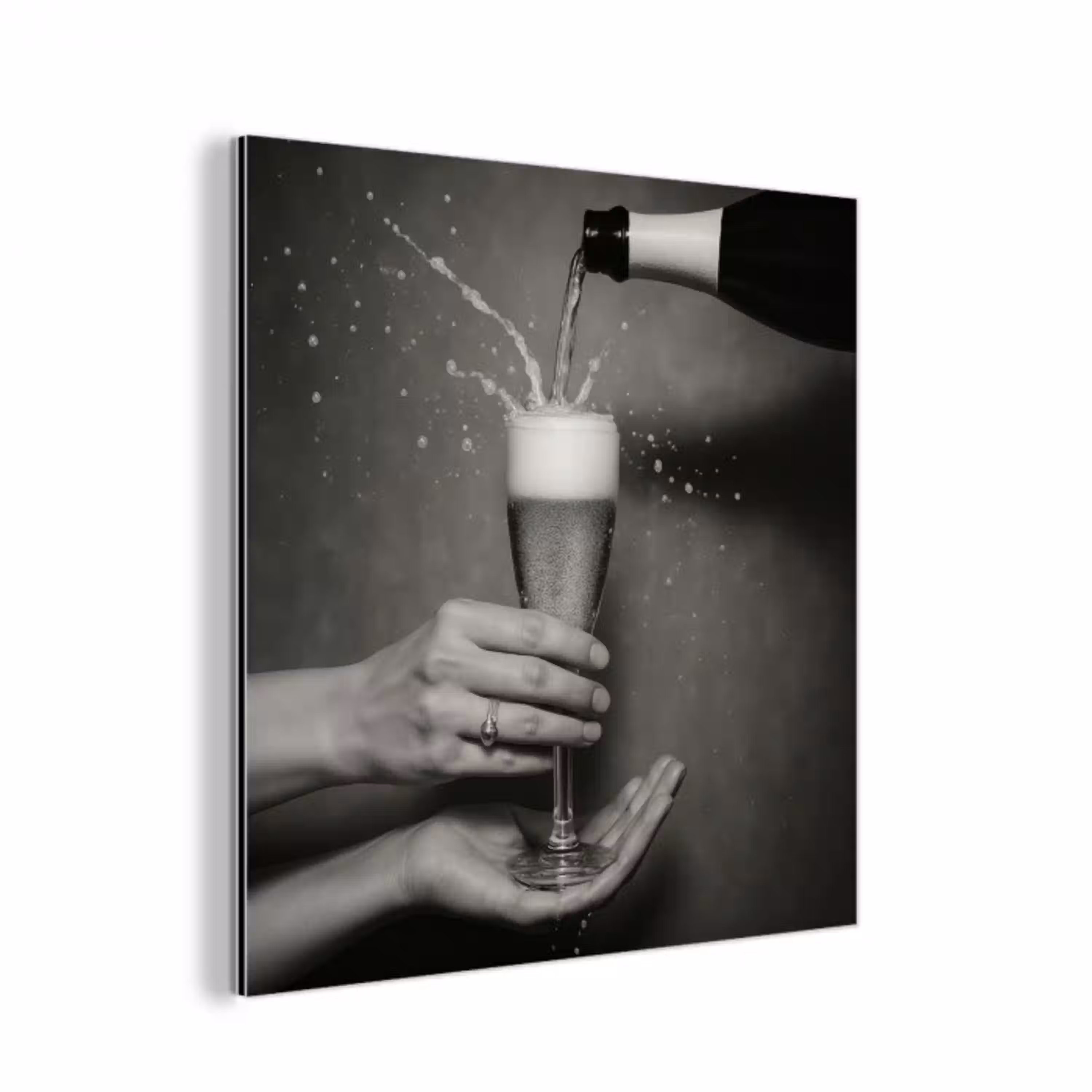 Champagnefles - Glas - Minimalistisch - Spetters aluminium wit klein -3d