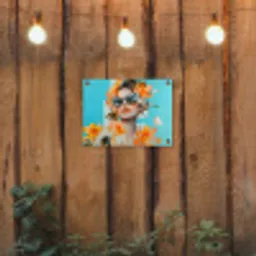 Bloemen - Vrouw - Zonnebril - Blauw tuinposter los doek klein -sfeer1