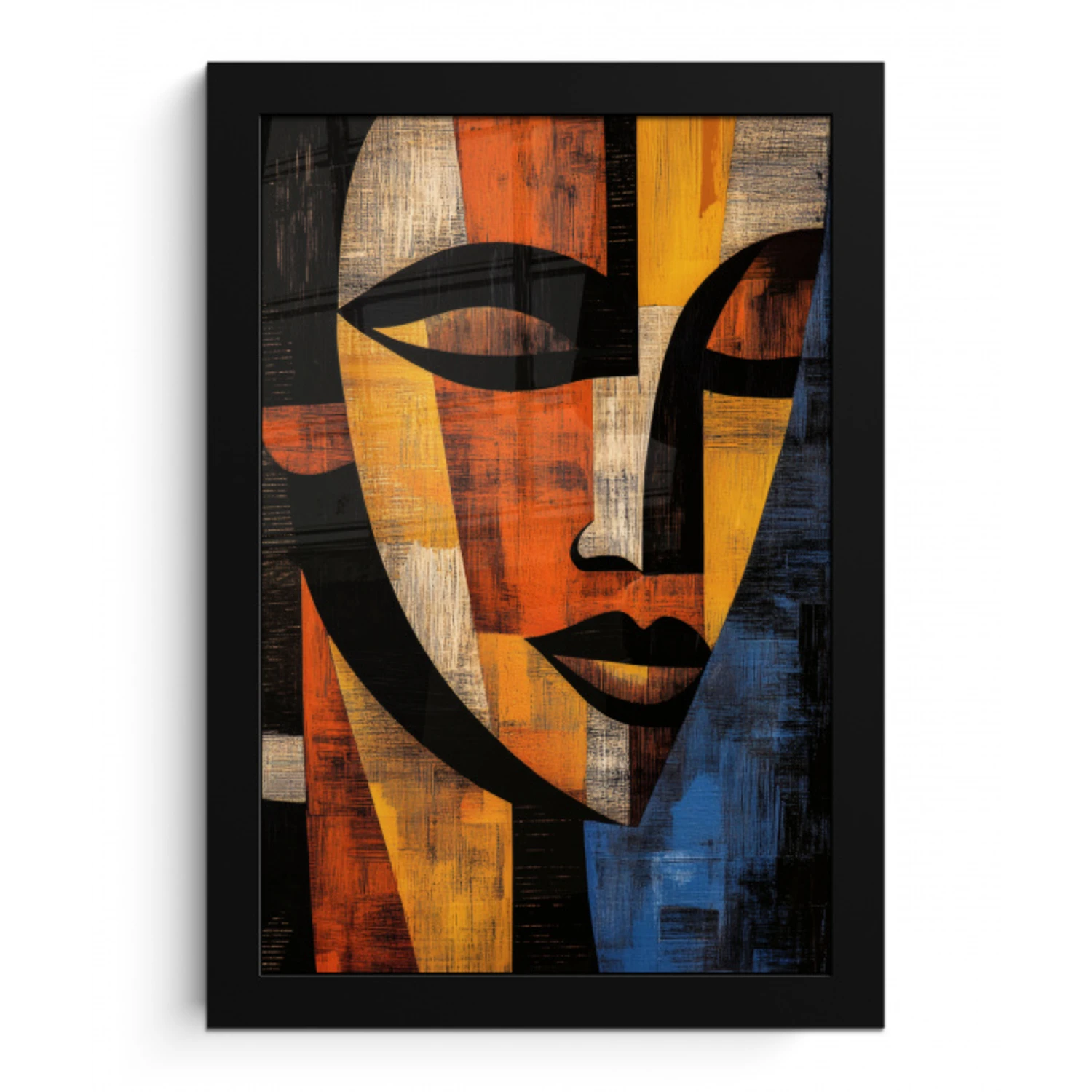 Abstract - Portret - Kleurvakken fotolijst zwart zonder passe partout klein -3d