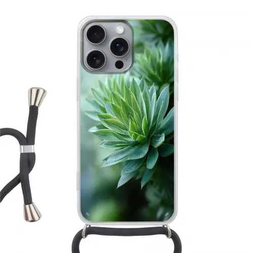 Blad - Plant - Groen - Textuur Hoesje iPhone 16 Pro Max met koord klein -3d