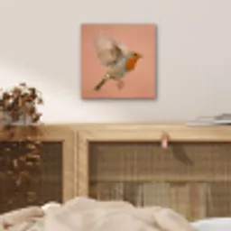 Roodborst - Natuur - Roze aluminium wit klein -sfeer3
