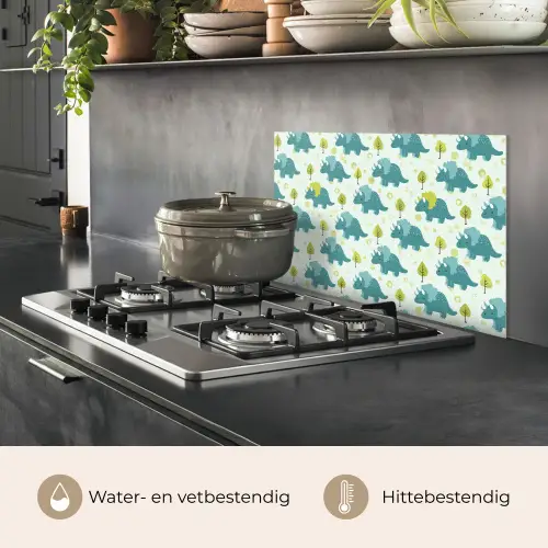 Triceratop - Blauw - Stippen - Boompjes keuken achterwand spatscherm klein -usp_NL