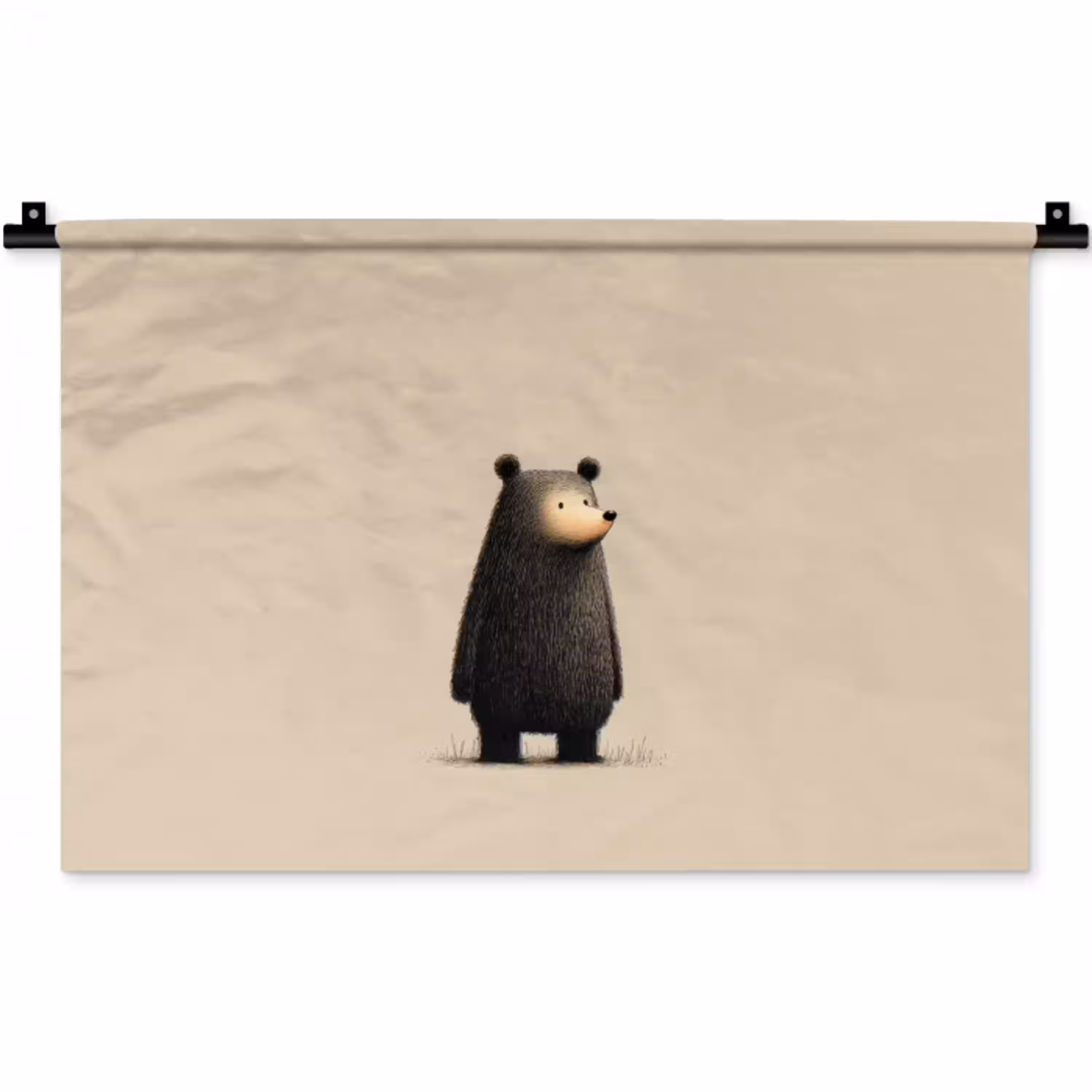 Beer - Donkerbruin - Minimalistisch Wandkleed katoen klein -zz3d