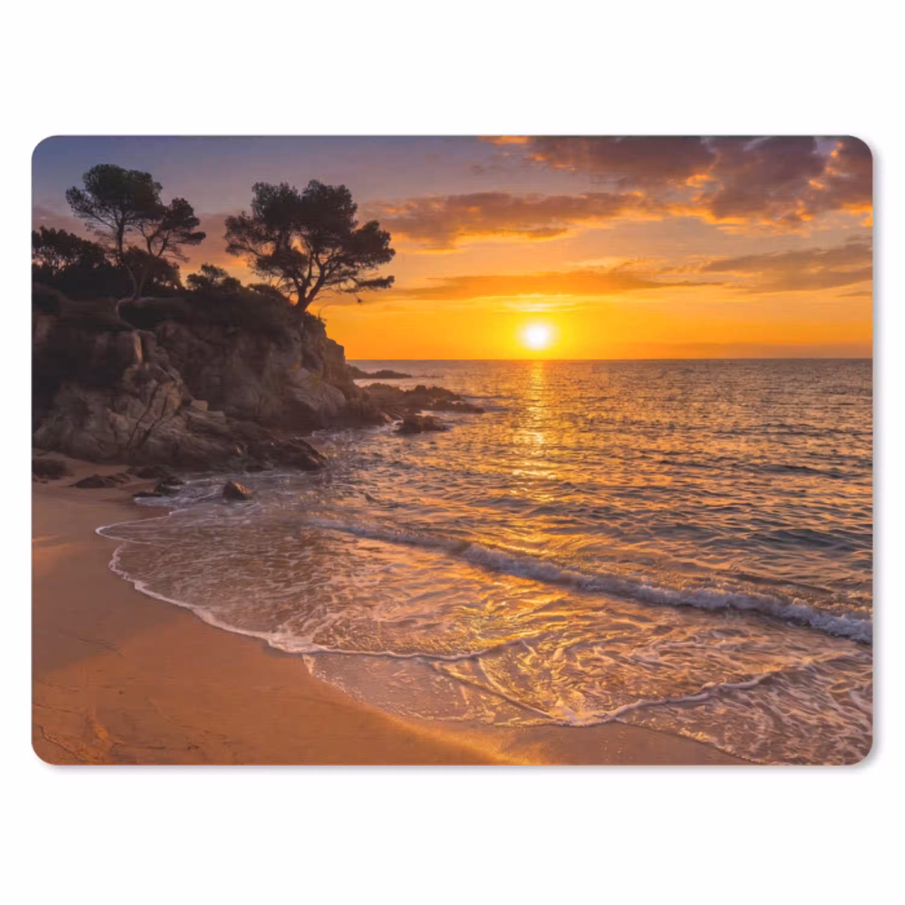 Zee - Kust - Zonsondergang - Natuur - Oranje muismat rubber klein -3d