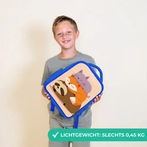 Luiaard - Vos - Kat - Slaperig Kinderrugzak - Blauw middel -sfeer1_NL