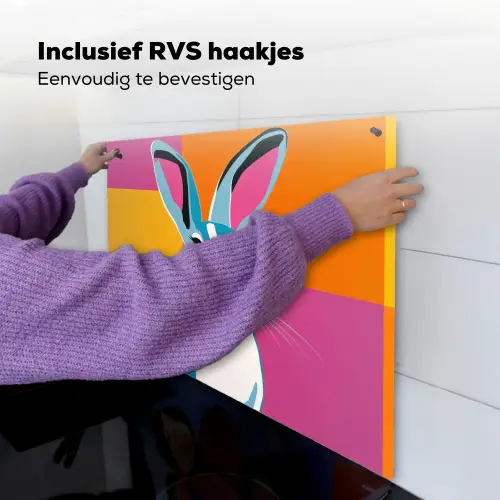Haas - Kleurvakken - Oren - Roze Inductie beschemer met haakjes middel -ky-ophangen-nl