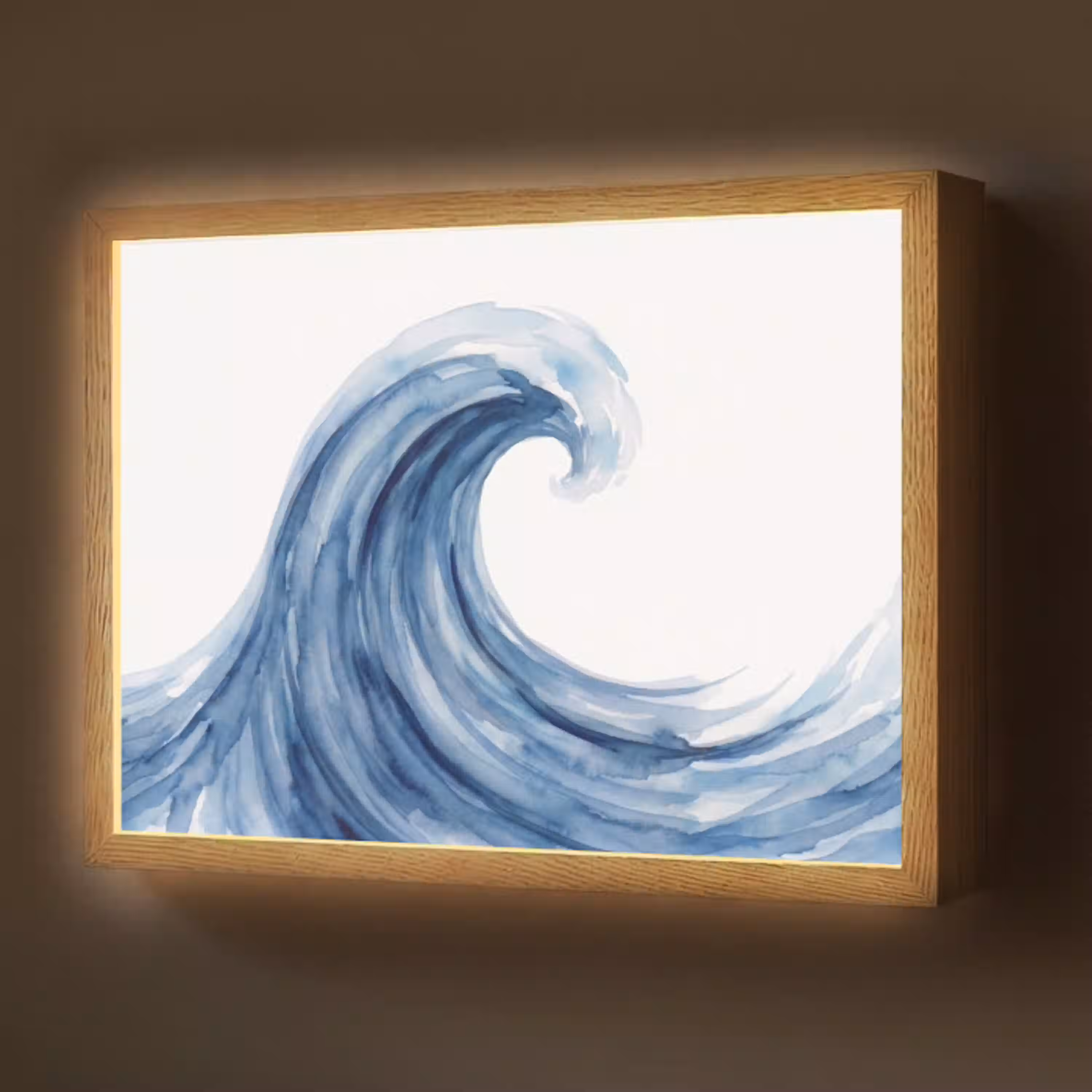 Water - Beweging - Natuur - Modern - Blauw Light Box met batterij (Wandlamp) middel -z3d_website