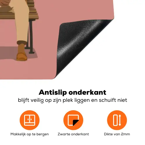 Illustratie - Bankje - Personen - Minimalistisch Inductie beschermer vinyl 3mm klein -zzzzzzz-td-onderkant
