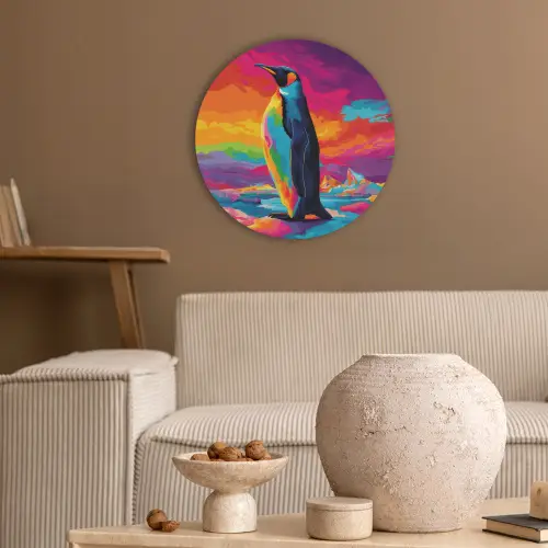 Ijsschots - Pinguïn - Abstract - Lucht Akoestische PET Vilt - Rond klein -sfeer1
