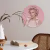Vrouw - Roze - Parelketting - Krulspelden Akoestische PET Vilt - Rond klein -sfeer3
