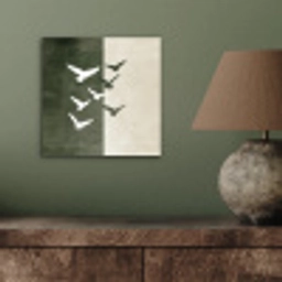 Japandi - Vogel - Groen aluminium wit klein -sfeer2