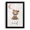 Spreuken - Be kind - Kinderen - Teddybeer - Waterverf fotolijst zwart zonder passe partout klein -3d