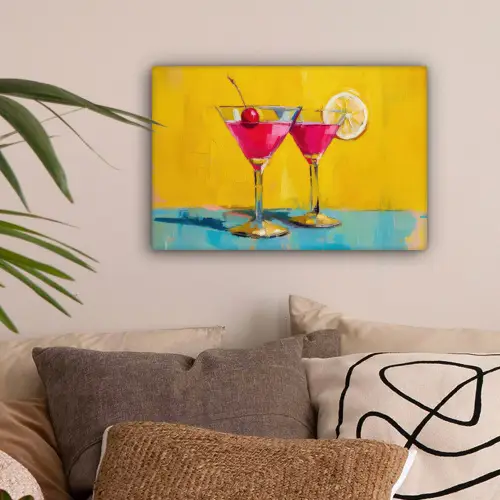 Glazen - Cocktail - Citroen - Kers canvas 2cm klein -sfeer1