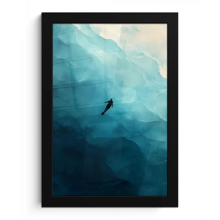 Zee - Silhouet - Abstract - Blauw fotolijst zwart zonder passe partout klein -3d