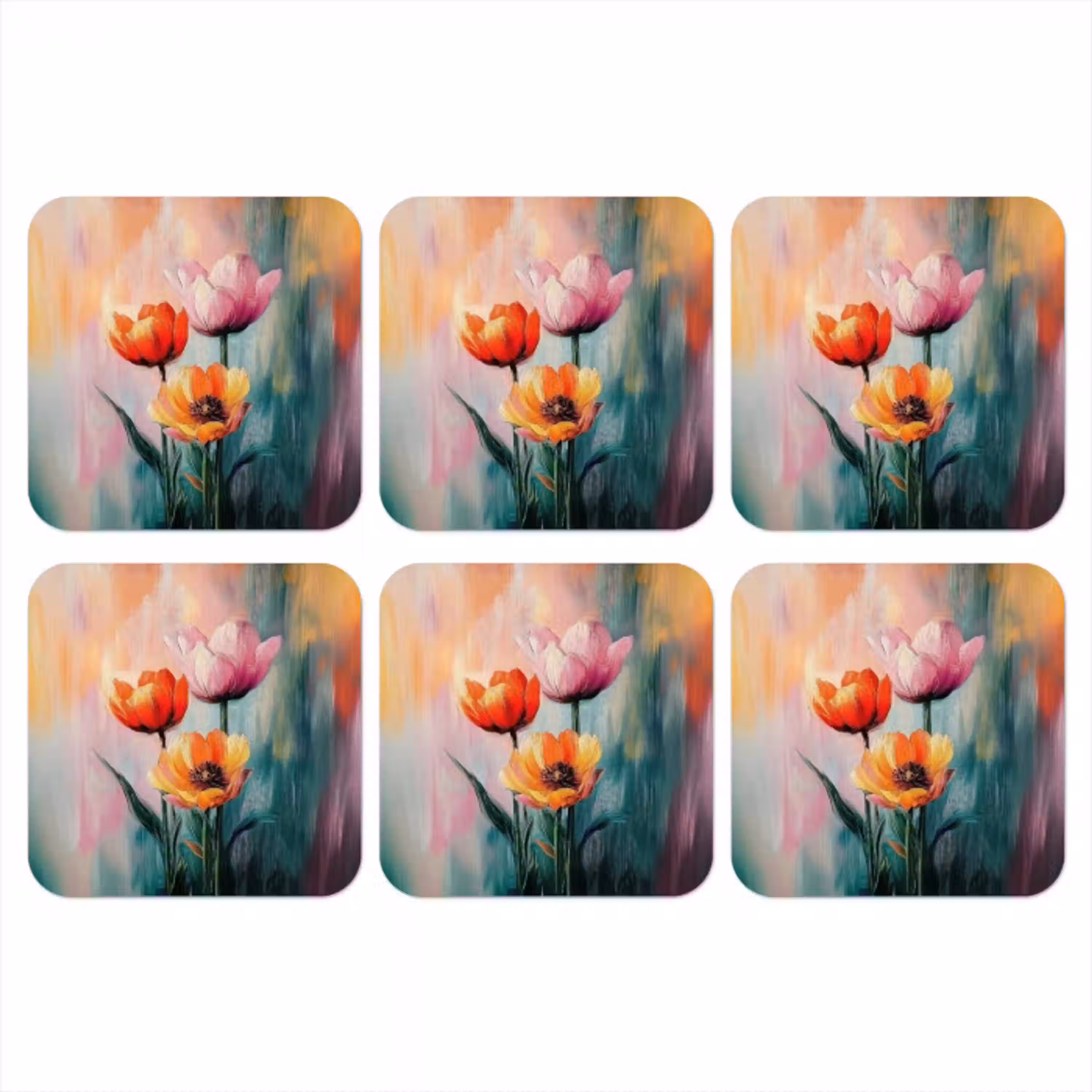 Dromerig - Bloemen - Verfijnde details onderzetter kurk middel -3d