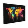 Wereldkaart - Verf - Kleurrijk - Graffiti - Wereld Tuinposter op houten frame 2 cm dik klein -3d