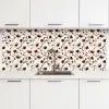 Bloemen - Botanisch - Bordeaux keuken achterwand 2 middel 871 -3d