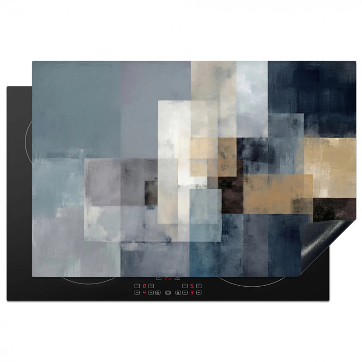 Rechthoeken - Abstract - Blauw Inductie beschermer vinyl 3mm klein -3d