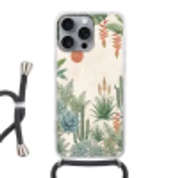 Woestijn - Planten - Groen Hoesje iPhone 16 Pro Max met koord klein -3d