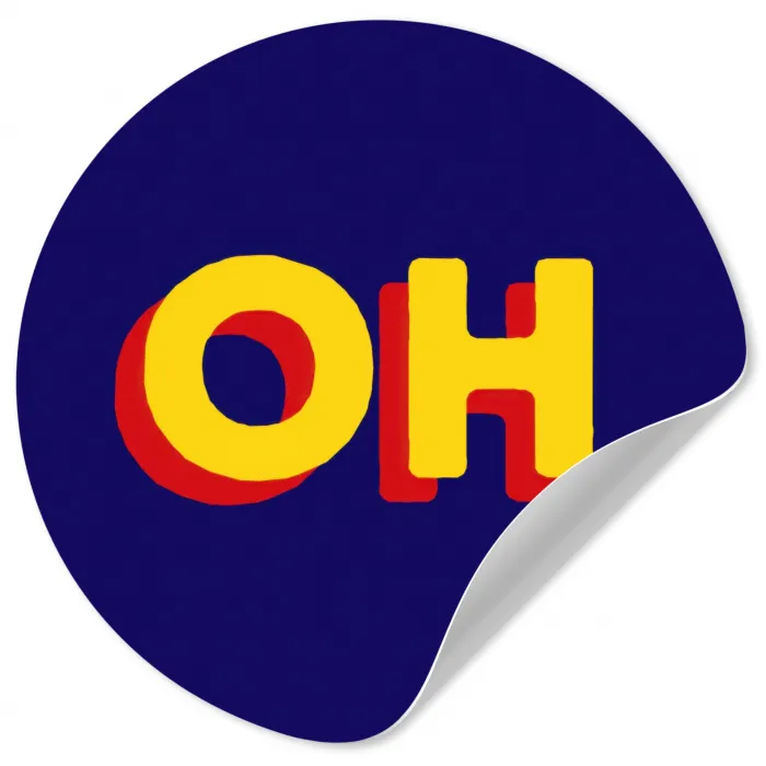 Blauw - Geel - OH - Schaduw Wandcirkel behangsticker klein -3d
