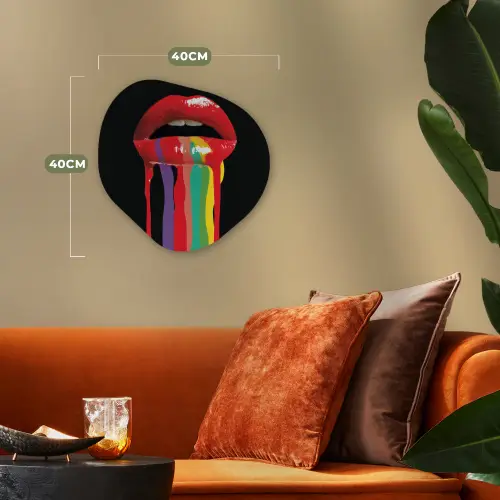 Lippen - Kleuren - Zwart Wandcirkel Organisch Forex 3mm klein -sfeer3