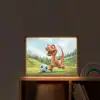 Dinosaurus - Oranje - Cartoon - Voetbal Light Box met batterij (Wandlamp kind) middel -sfeer1_kind