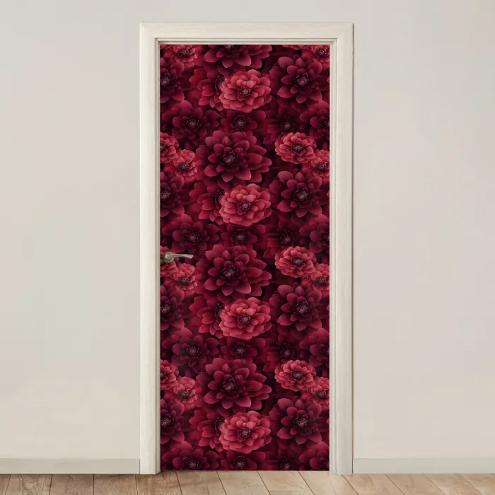 Dahlias - Bloemen - Rood deurposter klein 289 -3d_beige
