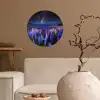 Bloemen - Nacht - Lupine - Sterrenhemel - Paars - Natuur Wandcirkel behangsticker klein -sfeer1