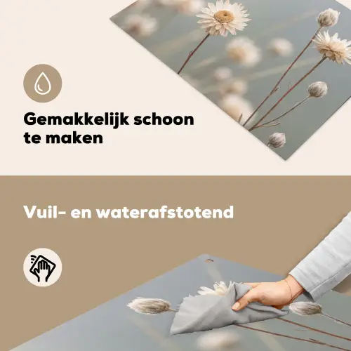 Strobloemen - Wit - Daglicht Inductie beschemer met haakjes klein -ky-schoon-nl