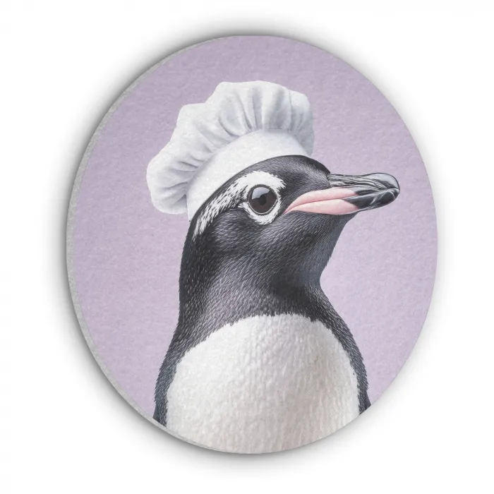 Pinguïn - Koksmuts - Lief - Paars Akoestische PET Vilt - Rond klein -3d