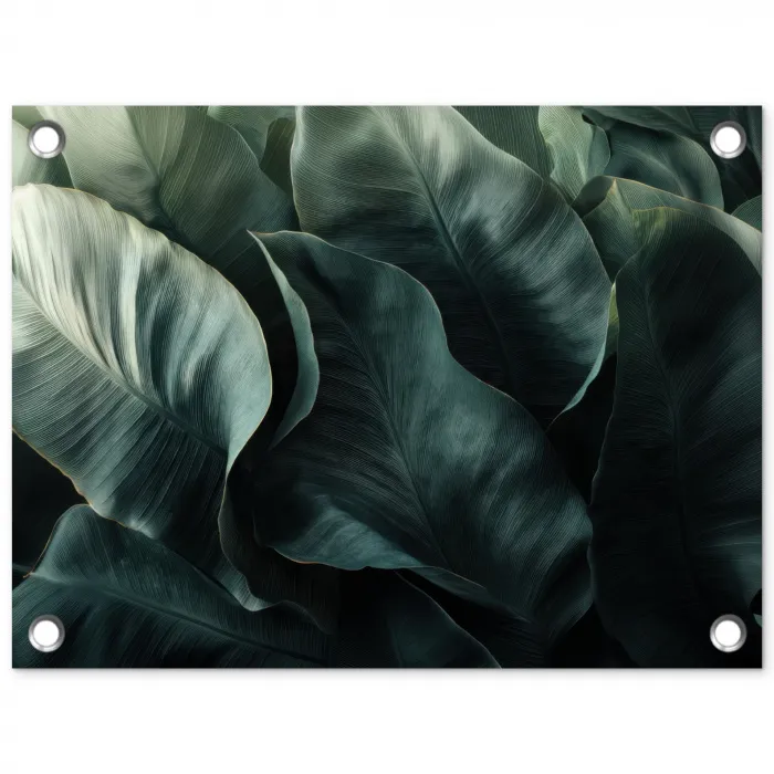 Groen - Bladeren - Glad - Nerven tuinposter los doek klein -3d