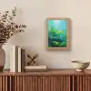 Bladeren - Groen - Schilderij - Abstract Light Box met kabel (Tafellamp) klein -sfeer2