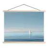 Zeilbootje - Kalme zee - Helderblauwe hemel textielposter latten blank klein -3d