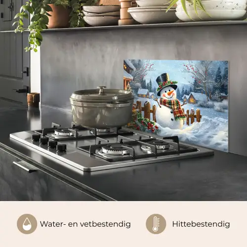 Sneeuwpop - Winterdorp - Kleurrijk keuken achterwand spatscherm klein -usp_NL